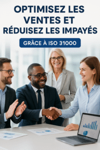 voici mon séminaire, je veux que tu me gérère un visuel professionnel avec des personnages rééls qui met en avant l'optimisation des ventes et la réduction des impayés grace à iso 31000 , mais ne surchage pas l'affiche avec beaucoup d'écriture, tu mets en avant la promesse avec une image attrayante et corporate sans surcharger d'écriture . OBJECTIFS VISES : Aider les entreprises à sécuriser leurs ventes et à réduire leurs impayés en appliquant ISO 31000 et la méthodologie RBSF© de fofomentor.com, adaptée aux contextes européens et africains, pour transformer le risque client en levier stratégique de croissance. Ce séminaire s’adresse à tous ceux qui veulent transformer leur manière de vendre : dirigeants, commerciaux, financiers, entrepreneurs. Ensemble, nous allons apprendre à passer de la logique chiffre d’affaires signé à la logique chiffre d’affaires encaissé, grâce à ISO 31000 et au RBSF©. 🌍 POUR QUI ? Dirigeants de PME et ETI Directeurs commerciaux & Responsables des ventes Risk managers et directeurs financiers (DAF) Entrepreneurs et startups africaines Consultants & formateurs PROGRAMMATION : 1 session de 4 heures par semaine sur 4 semaines  (ISO 31000 + RBSF© + cas pratiques). Bilan de mise en œuvre à l'ouverture de chaque session hebdomadaire.  NOMBRE DE PARTICIPANTS PAR COHORTE : 10 participants au maximum par cohorte. PROGRAMME SOMMAIRE DU SEMINAIRE : Ouverture et mise en contexte Module 1 - Comprendre les risques clients Module 2 - Appliquer ISO 31000 aux ventes Module 3 - Introduction la méthodologie RBSF (une méthodologie unique d'évaluation des besoins clients mise en place par FoFoMentor) Module 4 - Outils et bonnes pratiques Module 5 - Approche sectorielle & cas pratiques Module 6 - Résilience et perspectives Clôture , synthèse & engagement 🎁 BONUS PEDAGOGIQUES   Quiz interactifs à chaque module. Études de cas comparatives Europe / Afrique. Espace Q&A pour traiter les problématiques spécifiques des participants. Accès à un kit digital avec les modèles Word/PDF prêts à l’emploi. 👨‍💼A PROPOS DE L'ANIMATEUR  Prosper Ifédé ALAGBE est expert en gouvernance des risques et conformité avec plus de 18 ans d’expérience en Europe et en Afrique. Certifié Senior Lead Risk Manager ISO 31000, il a accompagné de grandes institutions financières dans la mise en place de dispositifs stratégiques de gestion des risques et de certifications ISO. Entrepreneur engagé, il est fondateur de FoFoMentor.com, plateforme dédiée à la formation et à l’accompagnement entrepreneurial, du Réseau 2i-Afrique pour les initiatives industrielles en Afrique, et de la startup Kaiidem Logistique & Solutions, qui accompagne les e-commerçants africains. Il est également le concepteur du RBSF© (Risk-Based Selling Framework), une méthodologie innovante qui applique ISO 31000 à la fonction commerciale pour aider les entreprises à sécuriser leurs ventes et transformer le risque client en levier de croissance. 🎯 Dans ce séminaire, il partage son expertise et son expérience de terrain pour donner aux dirigeants et commerciaux des outils concrets, adaptés aux contextes européen et africain.